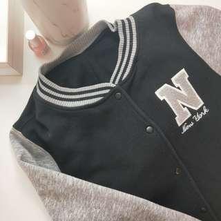 Black and grey baseball jacket