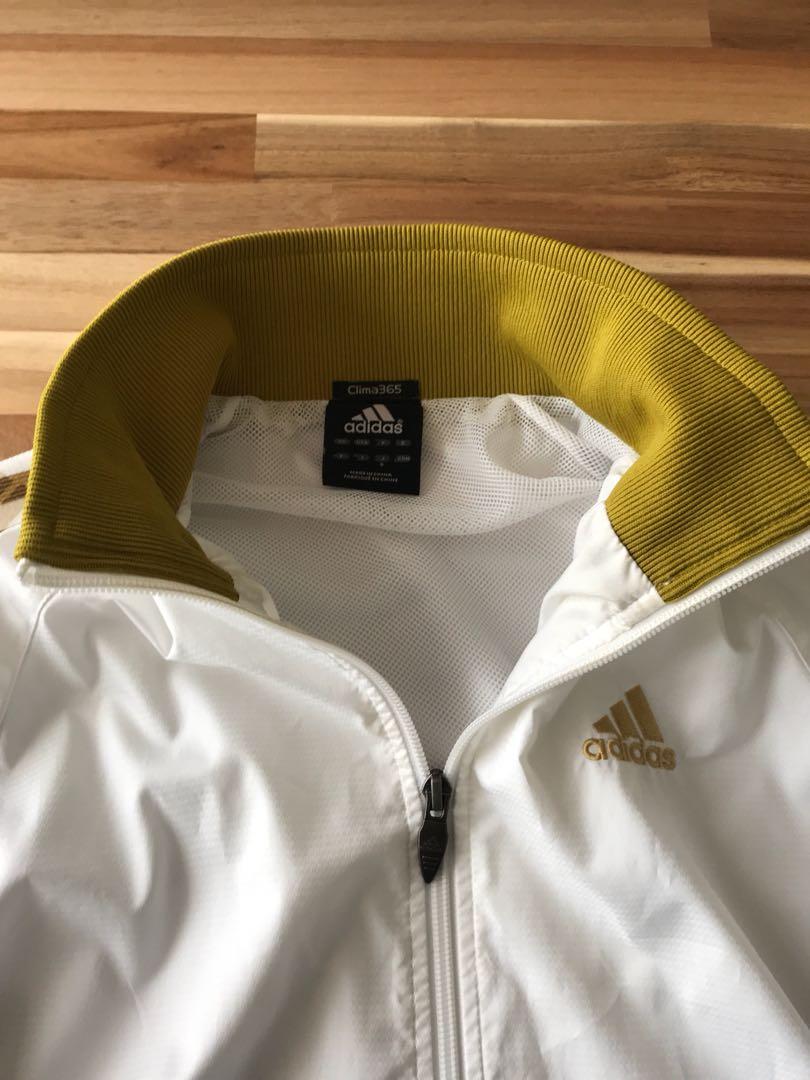 Adidas jacket white deals and gold