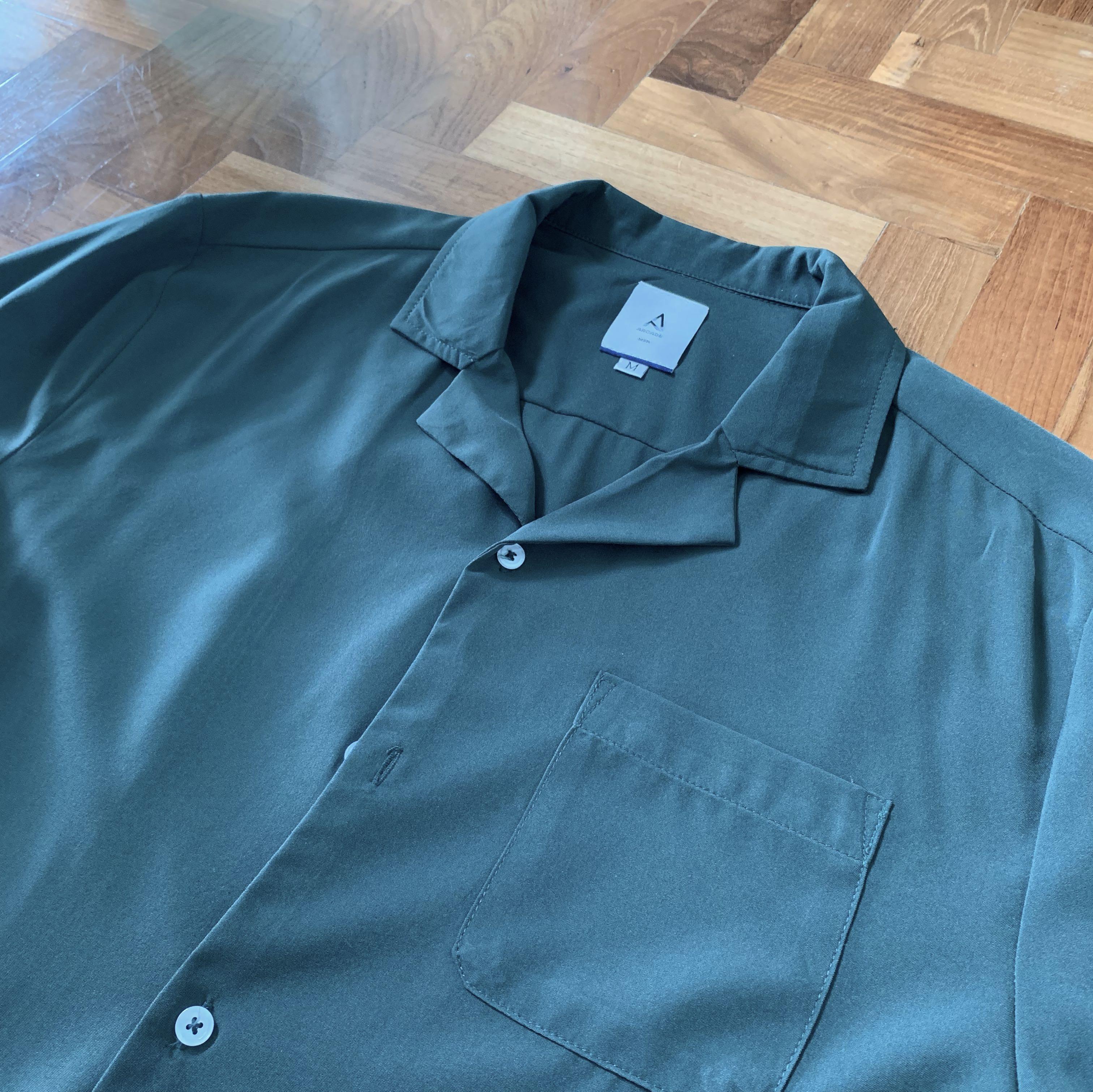 Arcade Men Long Sleeve Camp Collar Shirt, Men's Fashion, Tops & Sets