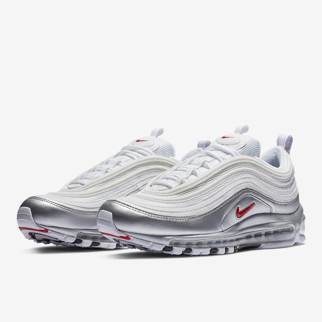white and silver air max 97