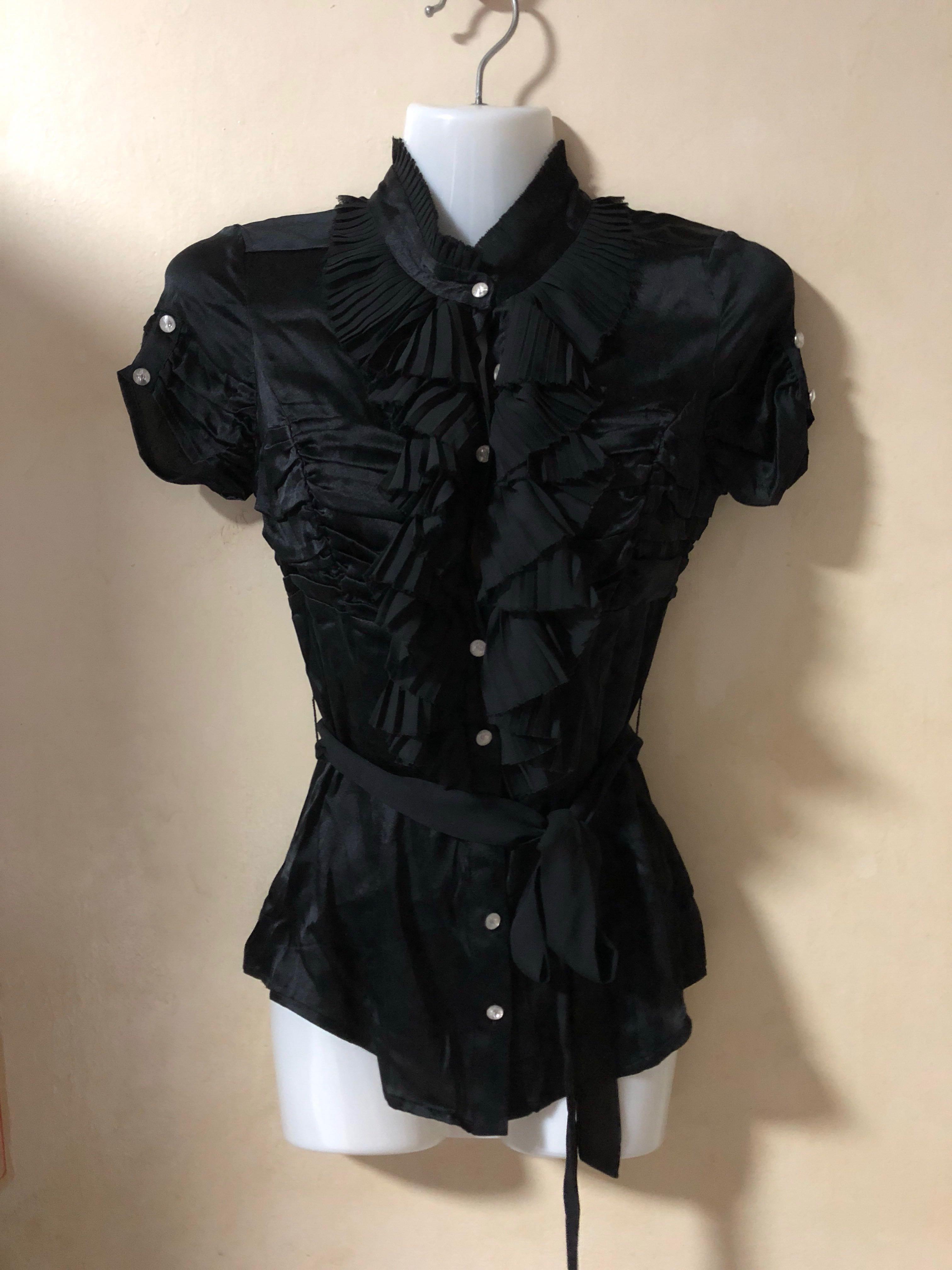 Bebe Ruffle Silk Blouse Xxs Uk4 Women S Fashion Tops Blouses On Carousell