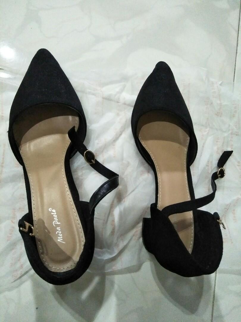 2 inch block heels black
