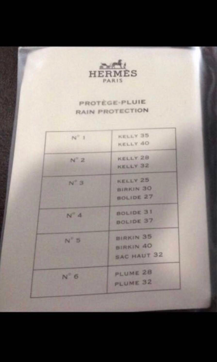 Hermes Raincoat Rain Coat Protector #3 for Kelly 25, Birkin 30 and Bolide  27, Ne