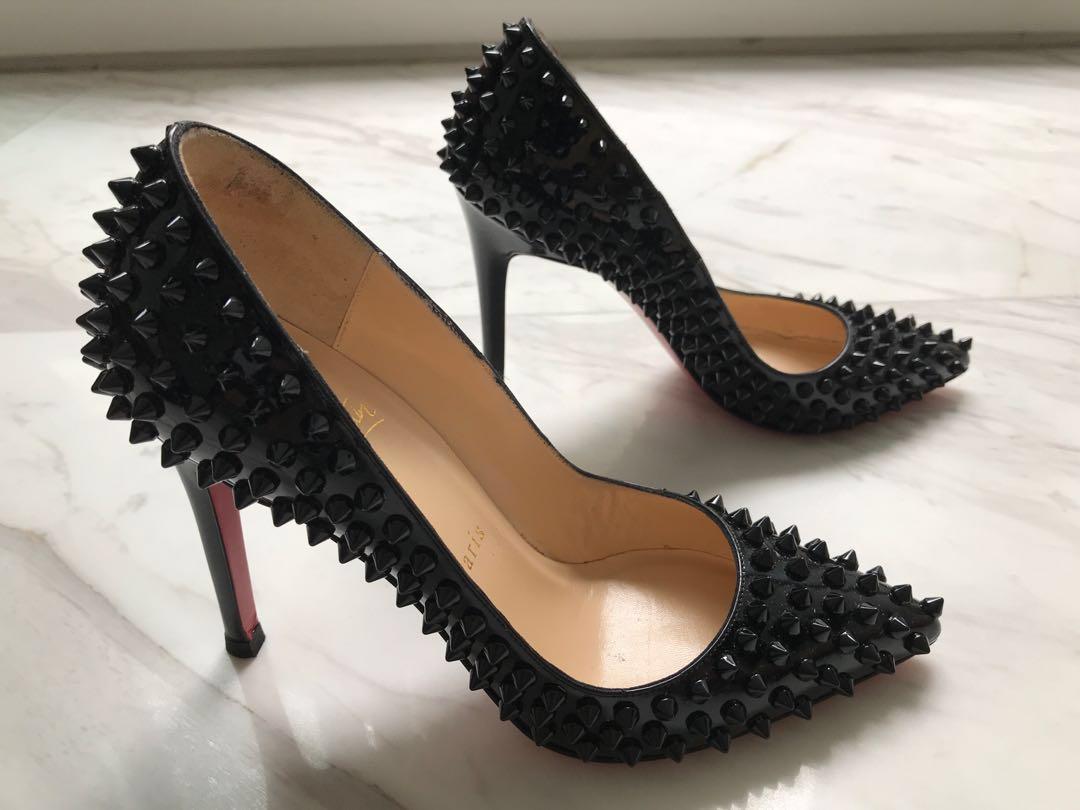 Christian Louboutin black spike heels
