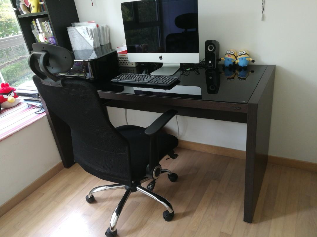 tempered class study table free chair and canon printer