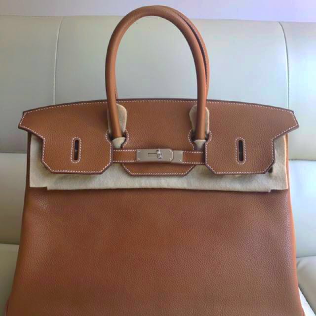 Hermes Limited Edition Birkin Bag 35 Fauve Barenia Faubourg Leather with  Palladium Hardware