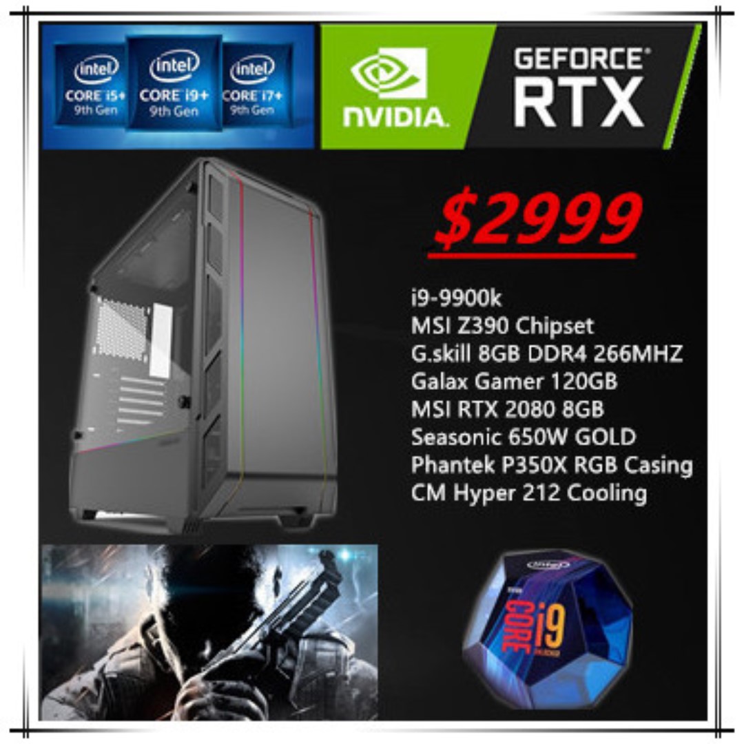 I9 9900k With Rtx 2080 2080ti Gaming Desktop Electronics Computer Parts Accessories On Carousell