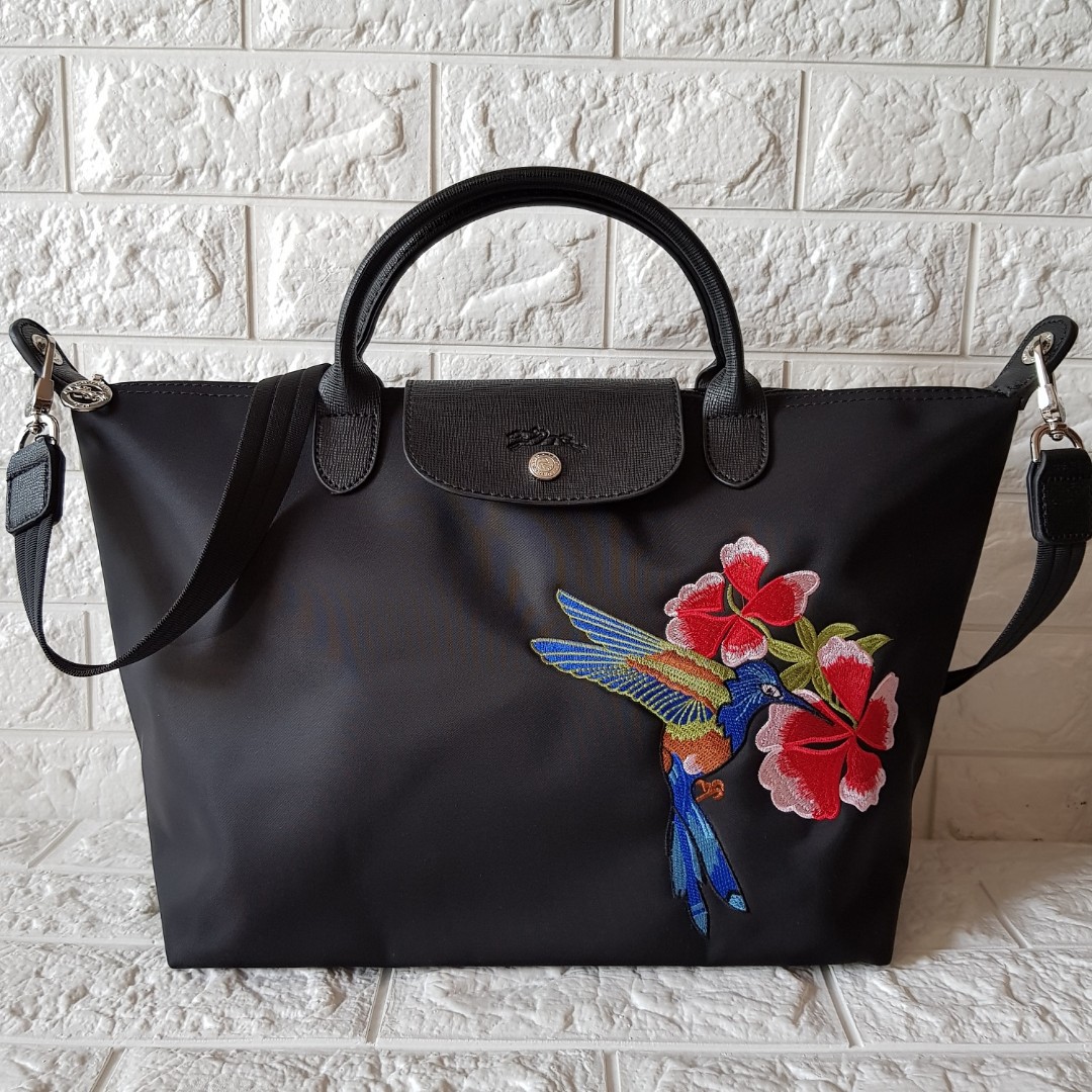 Longchamp embroidered sales tote