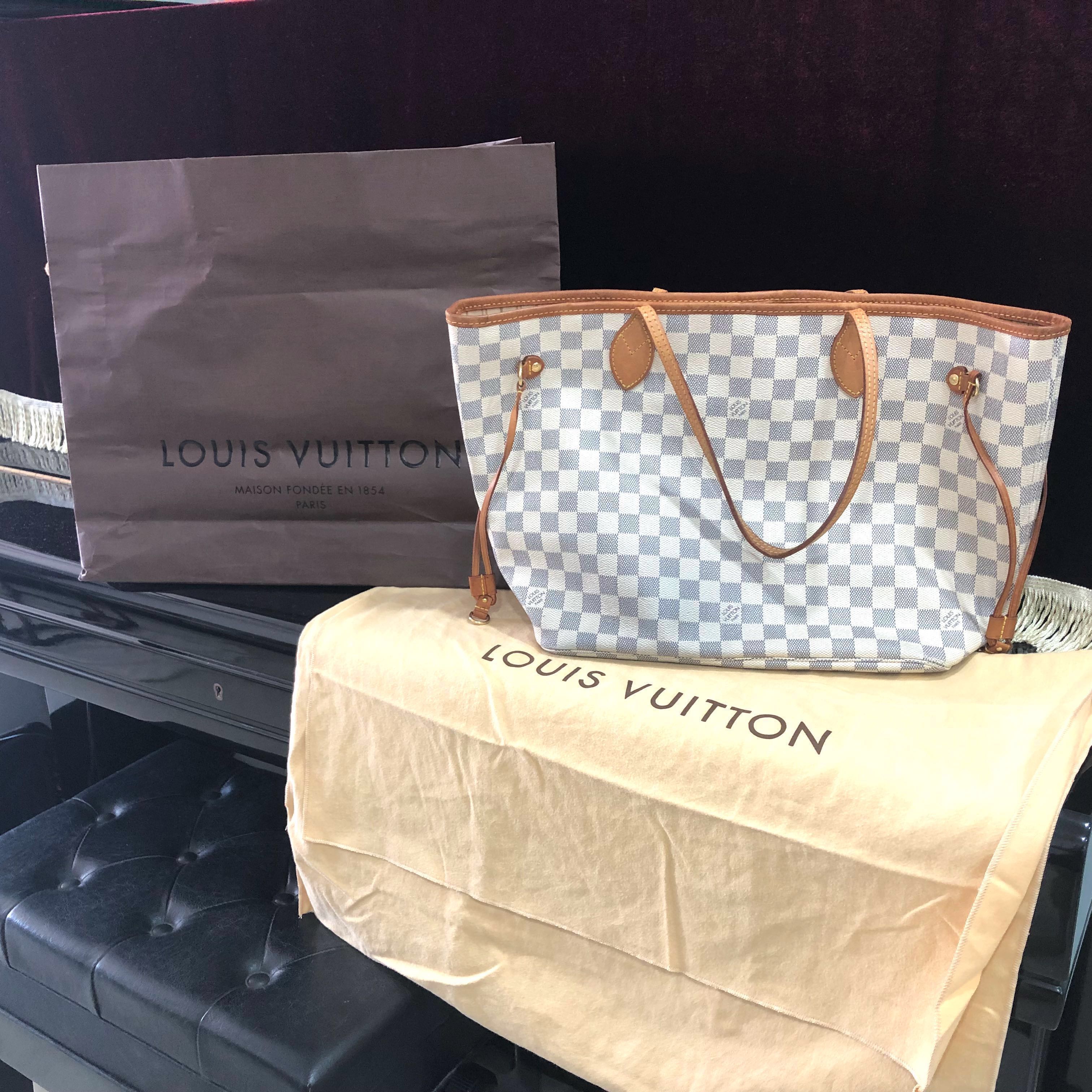 Lv Damier Azur Neverfull MM, Luxury, Bags & Wallets on Carousell