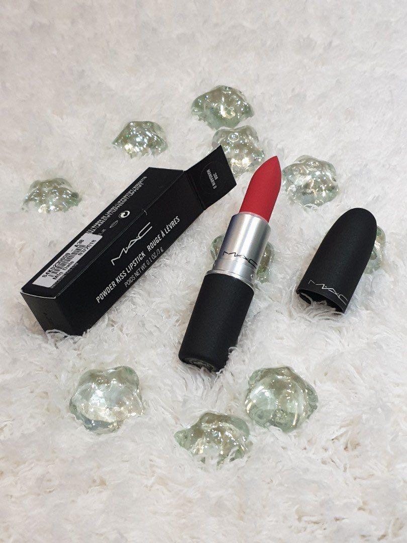 MAC POWDER KISS LIPSTICK MANDARIN O, Beauty & Personal Care, Face