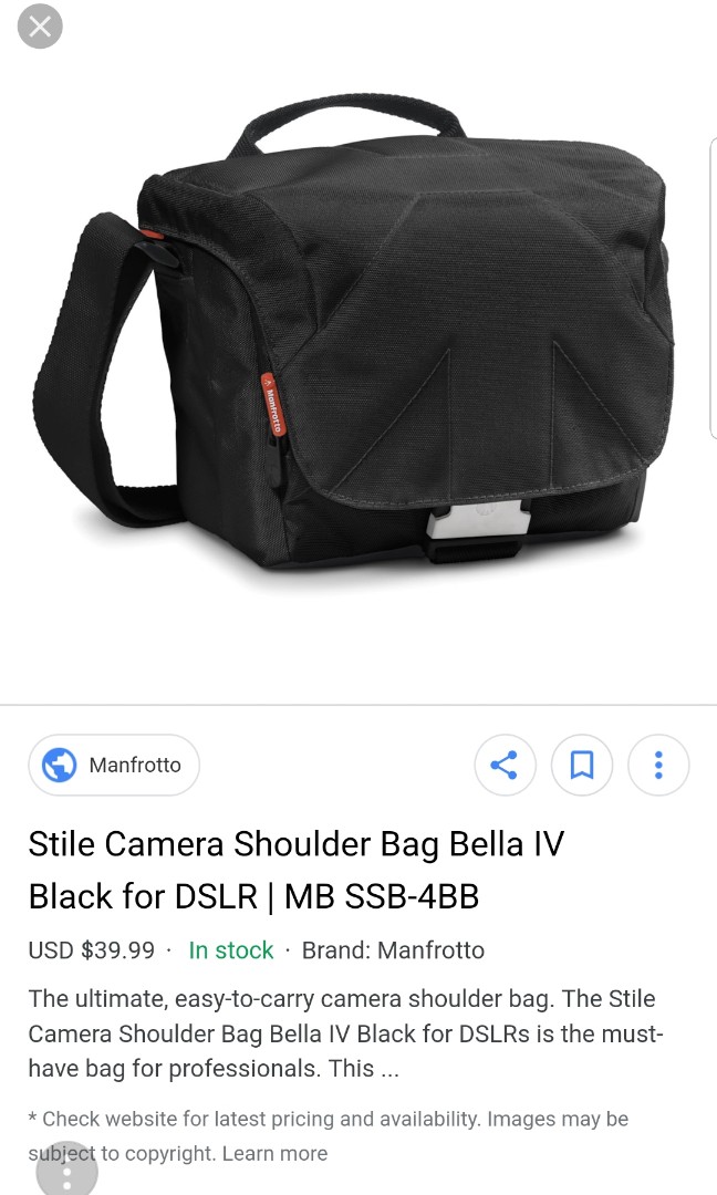 Manfrotto Bella VI shoulder camera bag Photography Photography Accessories Camera Bags Carriers on Carousell