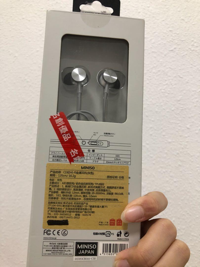 Miniso earpiece hifi metal earphone , Audio, Earphones on Carousell