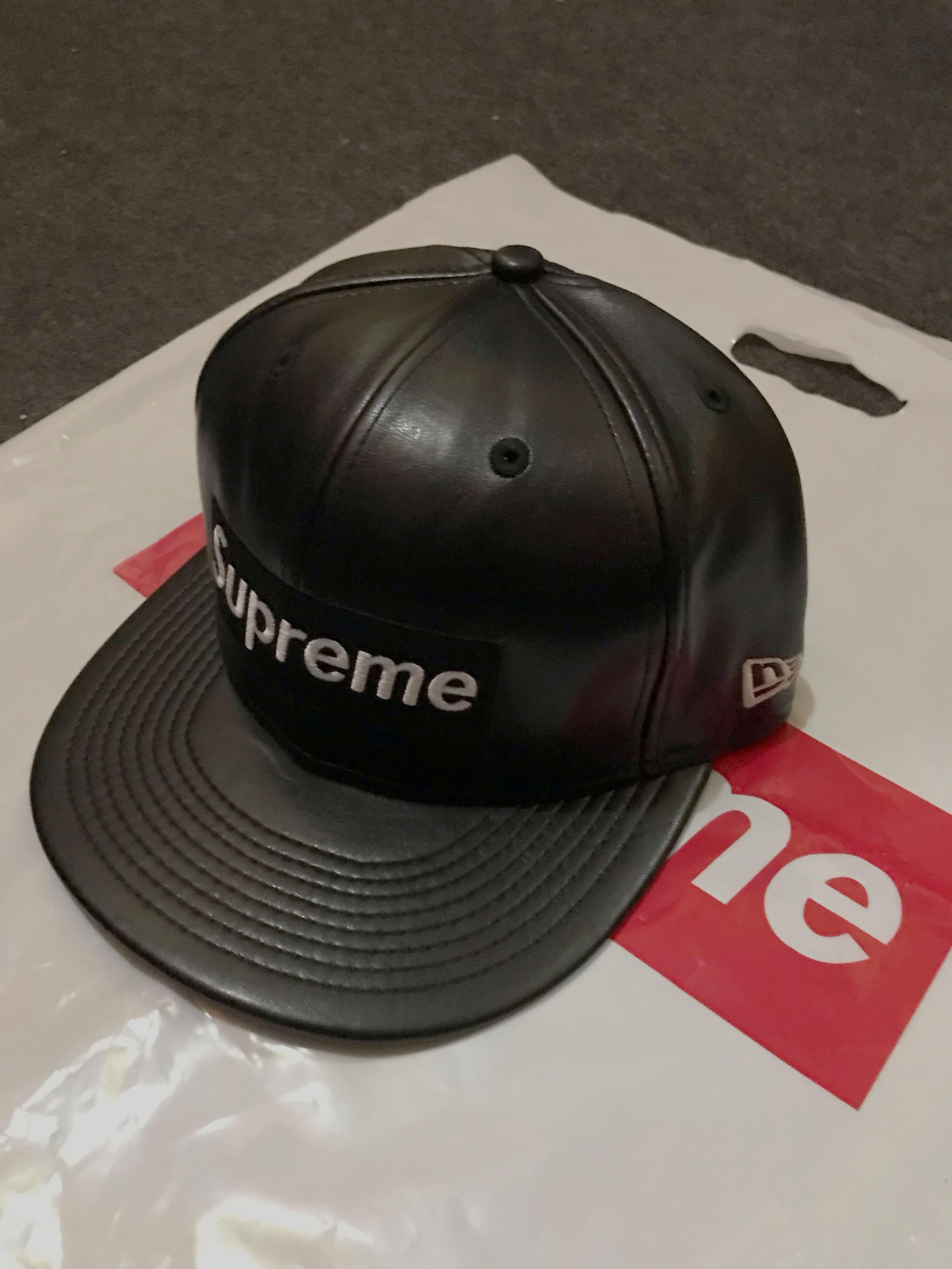 New era x Supreme leather box 7 1/2 59FIFTY full cap, Men's 