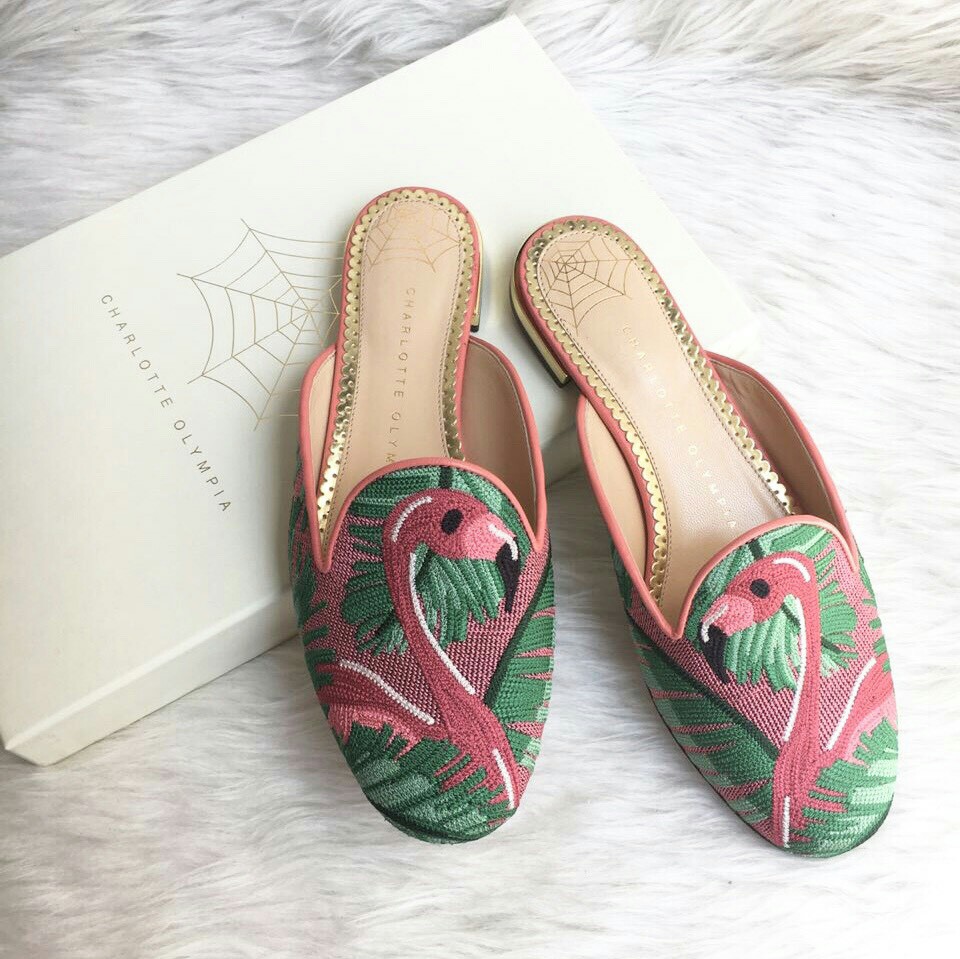 READY Charlotte Olympia Kitty Mules Sandal Flamingo size 35.5 37.5 38