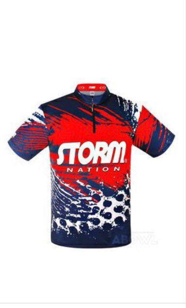 Storm Men's T-Shirt Bowling 100% Red White Blue Tri-Color Fusion Design 