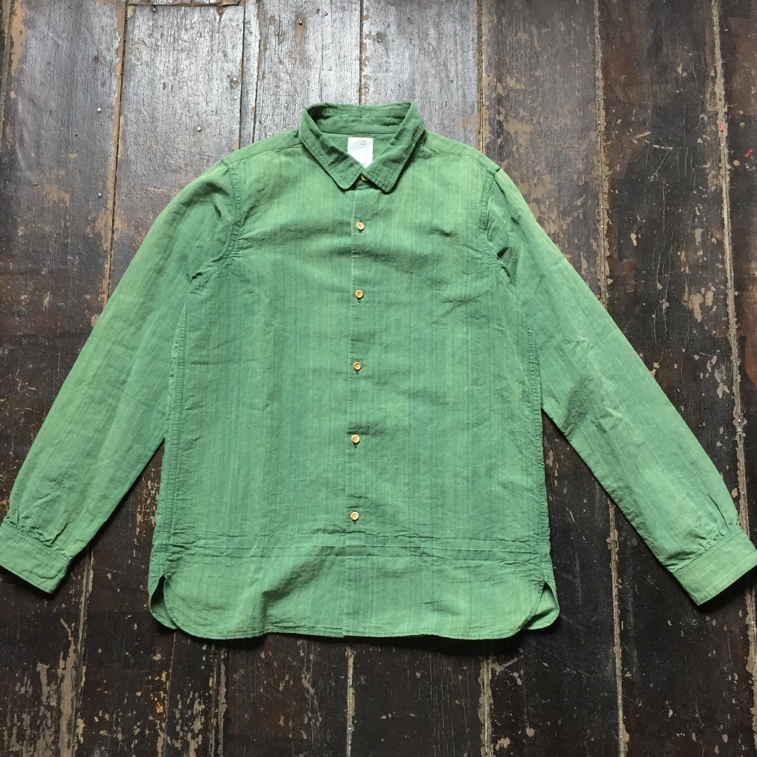 visvim long rider shirt green indigo dyed