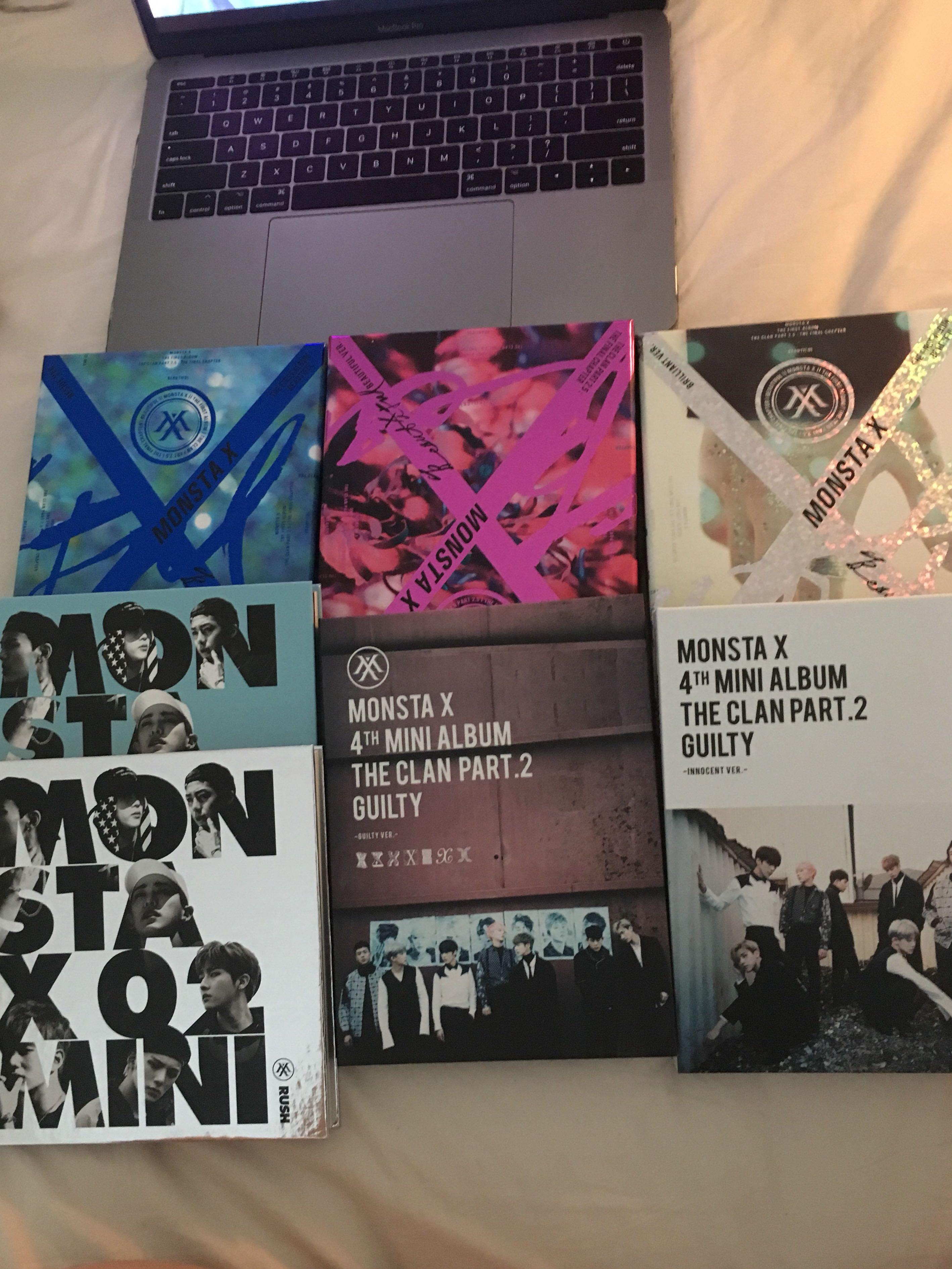 Wts Monsta X Albums Beautiful Guilty And Rush Incl Photocards Entertainment K Wave On Carousell