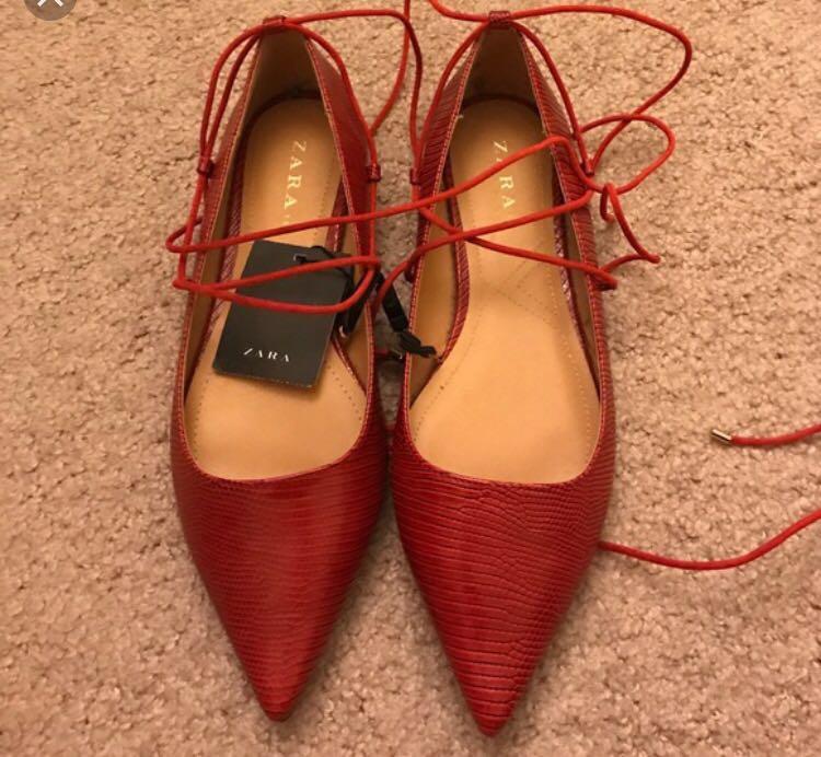 Zara lace up flats clearance