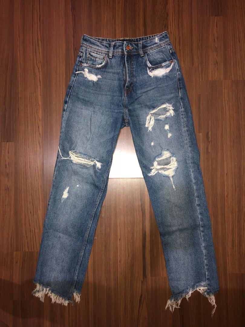 ripped mom jeans zara
