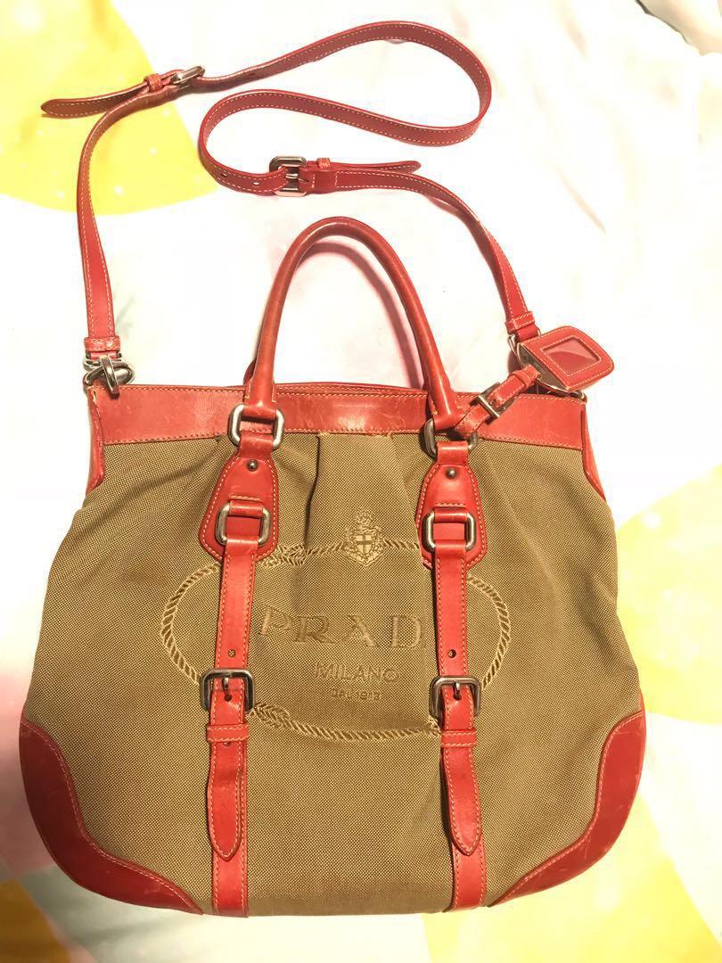 100 Prada Authentic Canvas Cross Body Bag Women S Fashion Bags