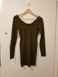 Khaki bodycon dress