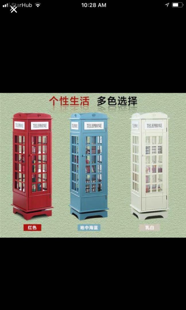 360 Turning Phone Booth Cabinet Furniture Shelves Drawers On