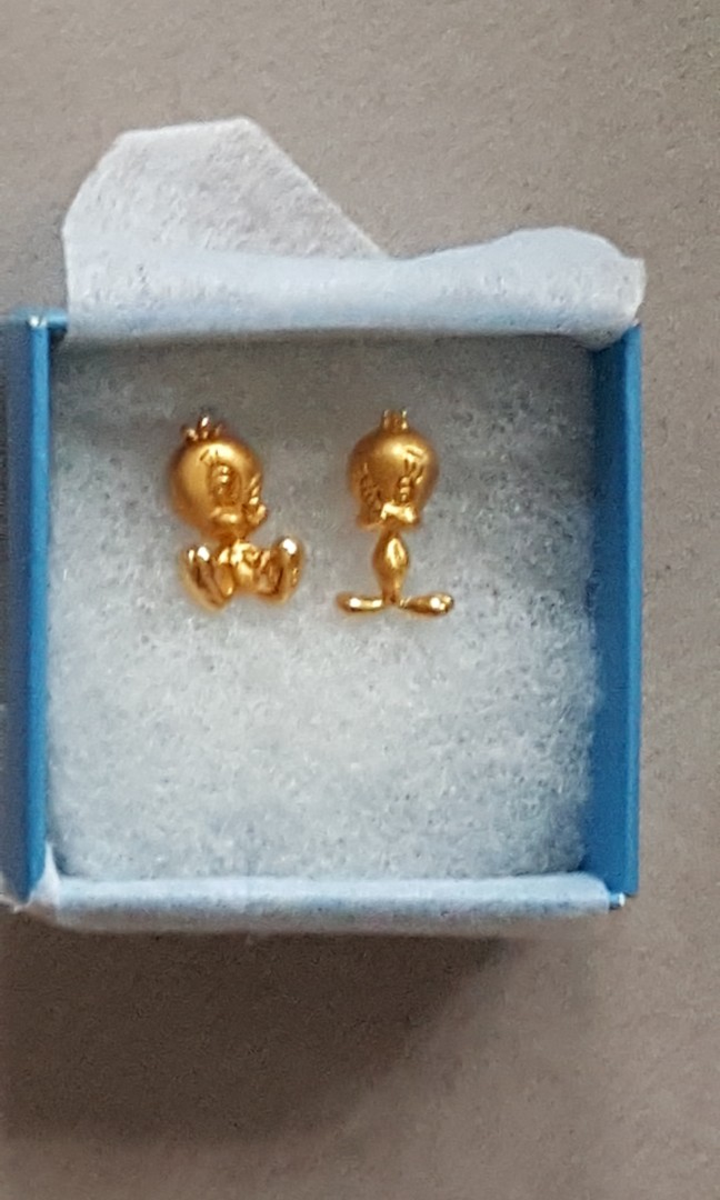 916 Tweety Bird Gold Pendant Earrings Women s Fashion Jewelry