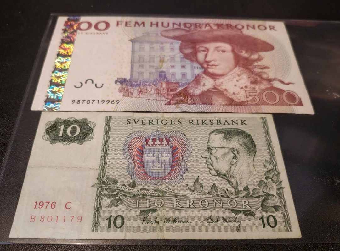 瑞典舊克朗紙幣總值1220克朗(美品ㄧ近極美), 興趣及遊戲, 收藏品及紀念品, 錢幣- Carousell