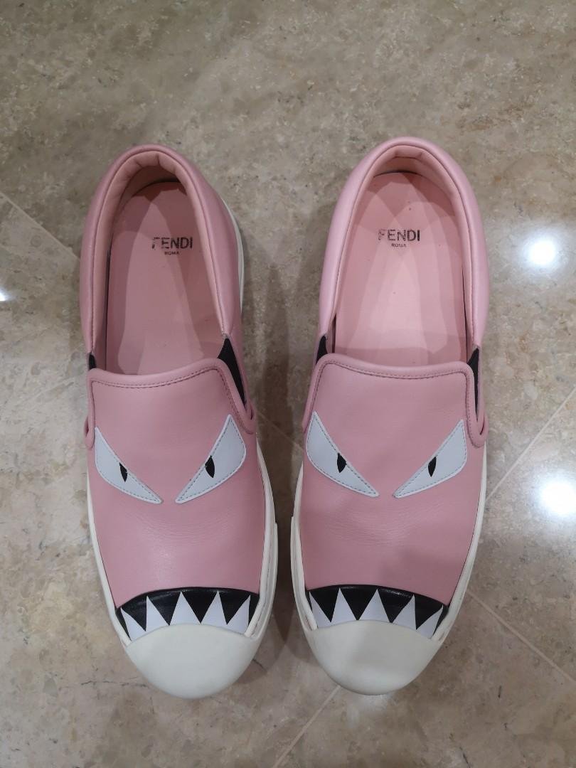 Authentic Fendi Pink Monster Eye Slipon Shoes