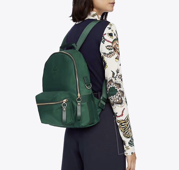 Authentic Tory Burch backpack Nylon in green, Luxury, Bags & Wallets on  Carousell