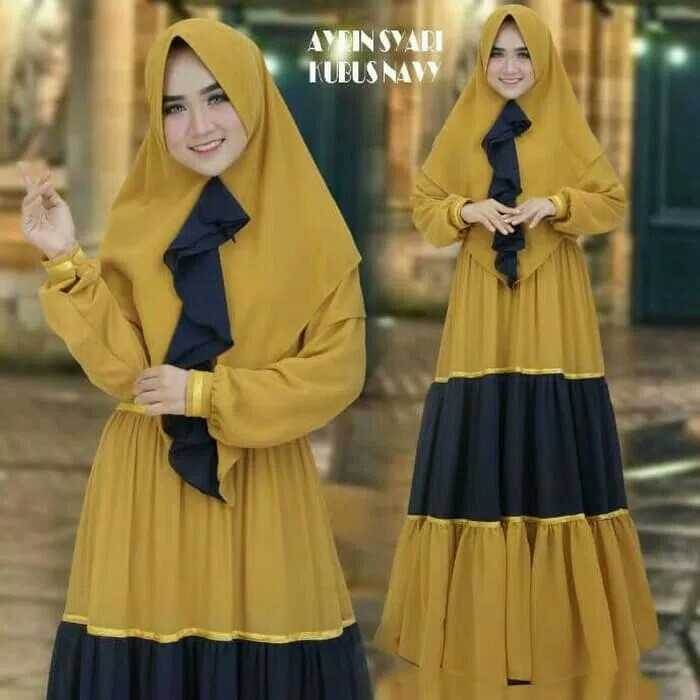 Ayrin Syari Xl Misbie Kombi 2 Warna Kubus Hitam Navy Setelan Gamis Dress Busana Baju Muslim Kekinian Fesyen Wanita Muslim Fashion Lainnya Di Carousell