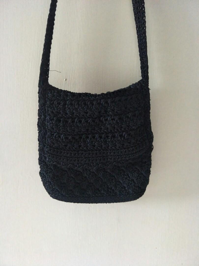 black crochet bag