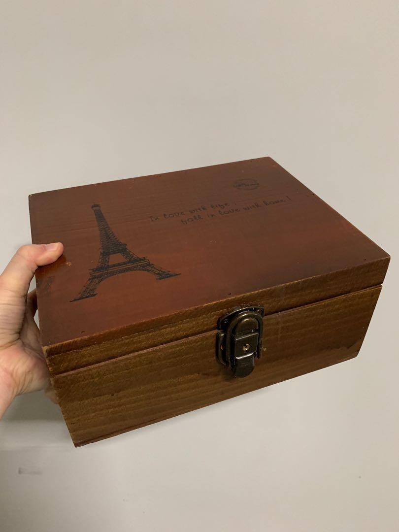 wooden box with lock and key