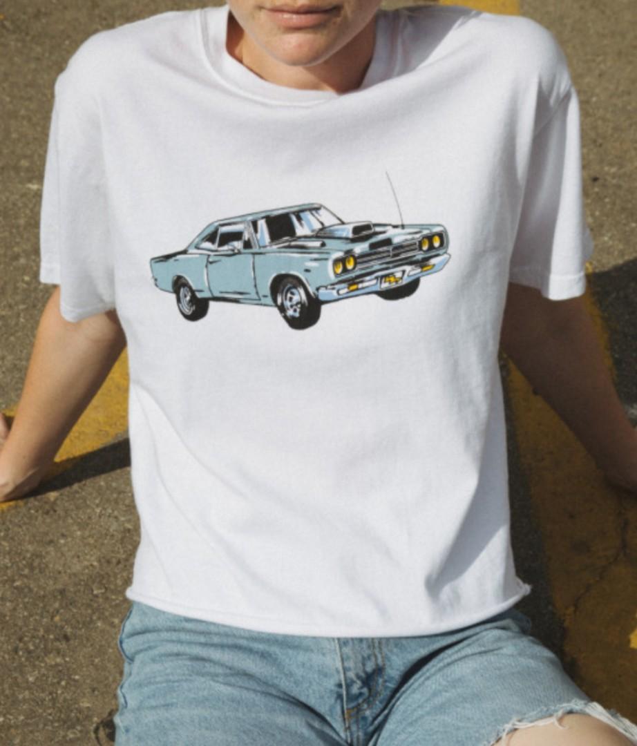 White shirt with blue car Clearance