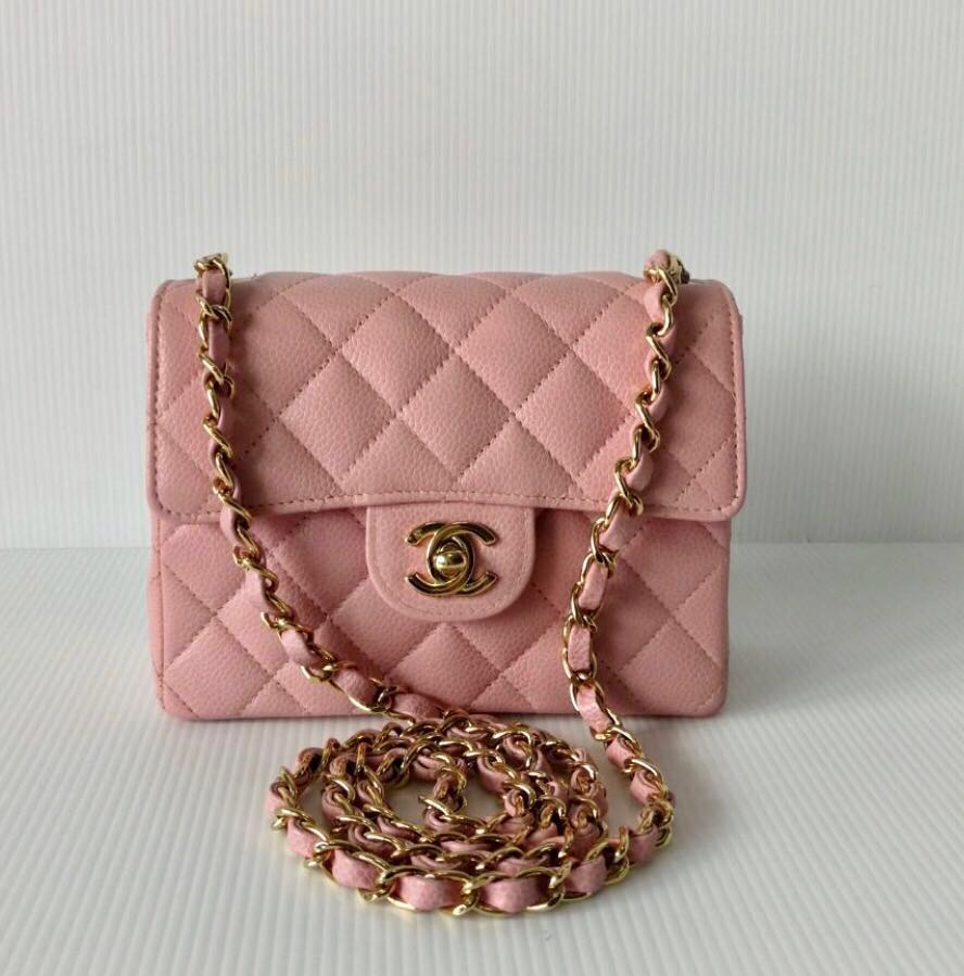 Chanel mini square in baby pink