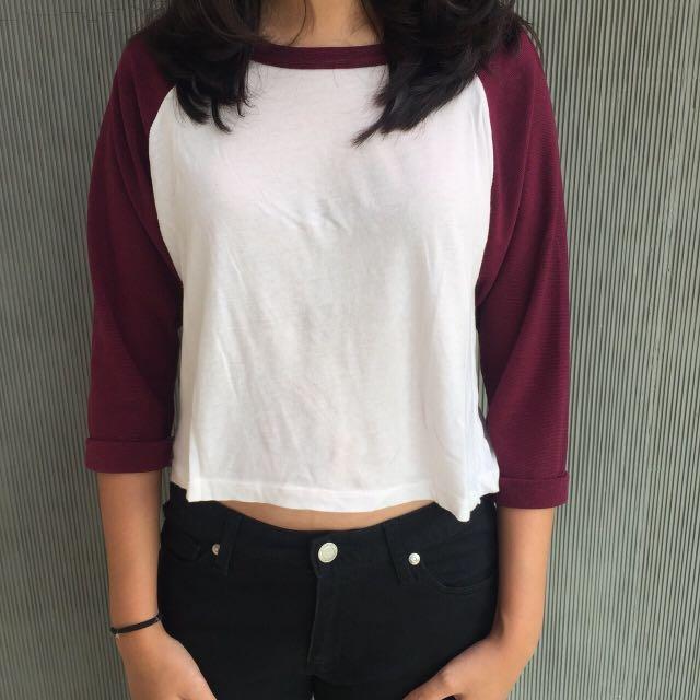 White Long Sleeve Baseball Tee 