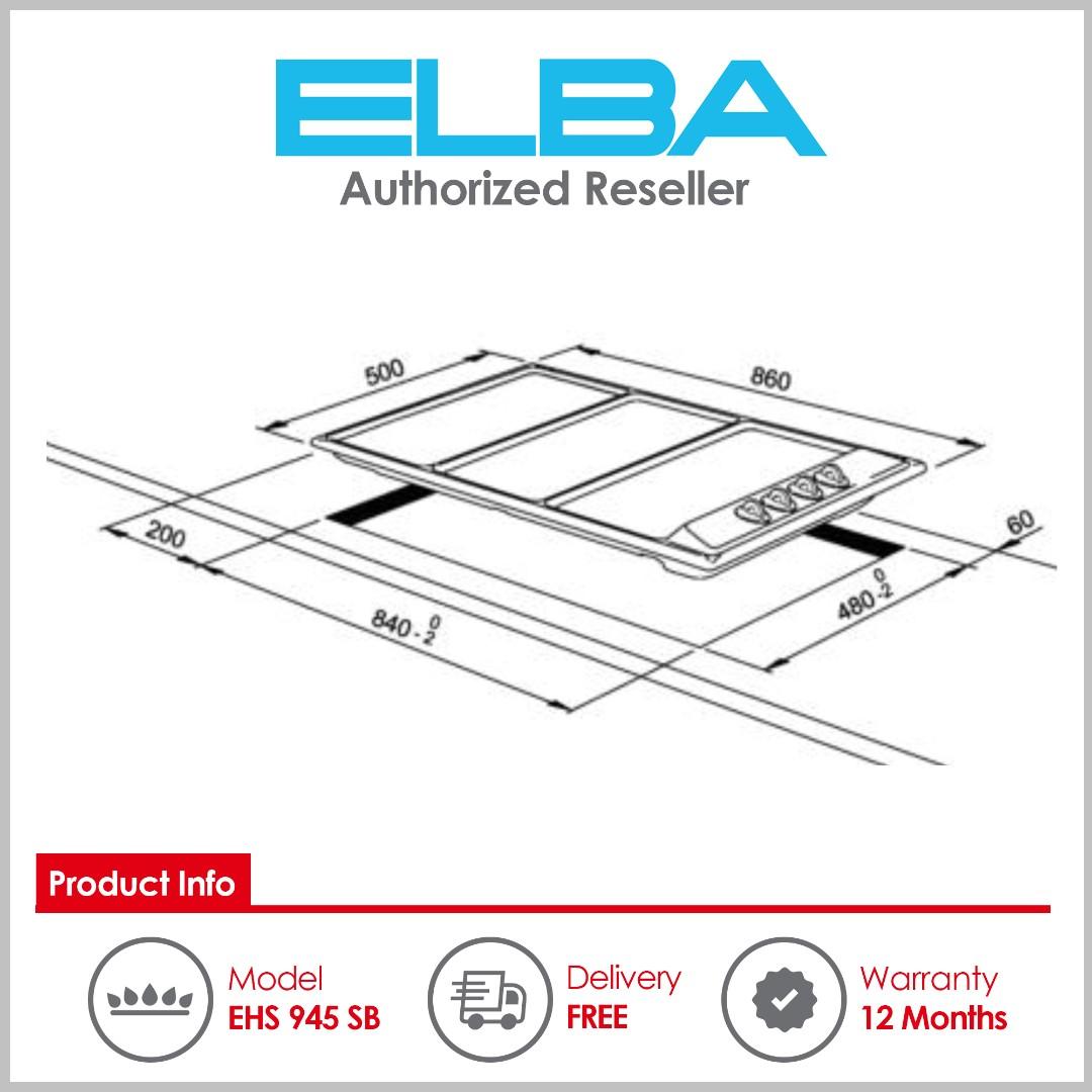 ELBA ( EHS 945 SB ) 4 Burner BuiltIn Gas Hob with Stainless Steel Top