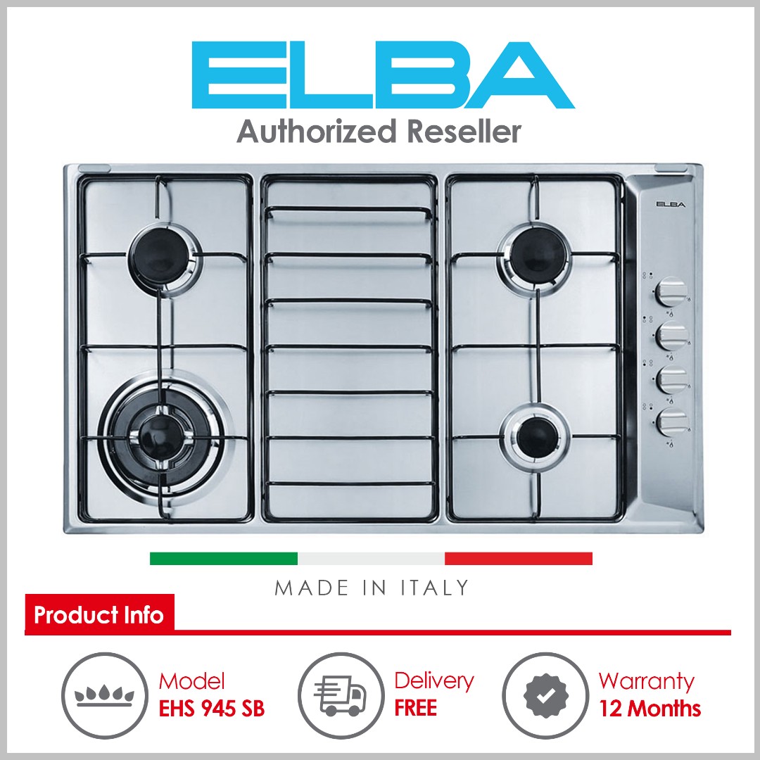 ELBA ( EHS 945 SB ) 4 Burner BuiltIn Gas Hob with Stainless Steel Top