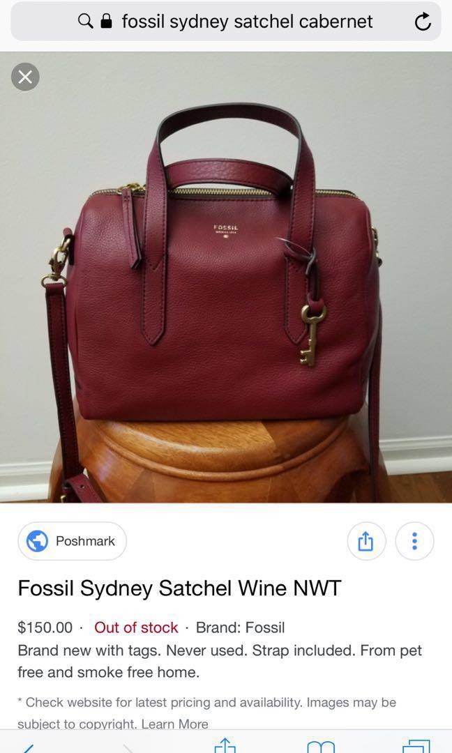 Fossil sydney satchel cabernet 2025