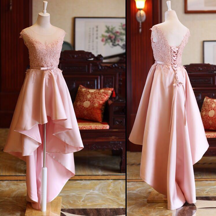 Pink dress short in front long in back clearance