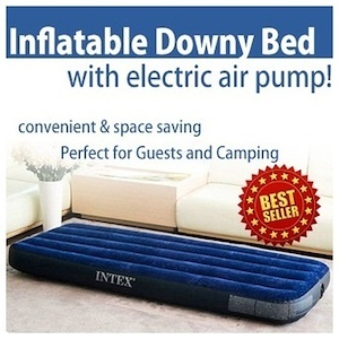 INTEX AIRBED Classic in 5 sizes+Electric pump(UK plug), Inflatable Mattress Air bed, Furniture