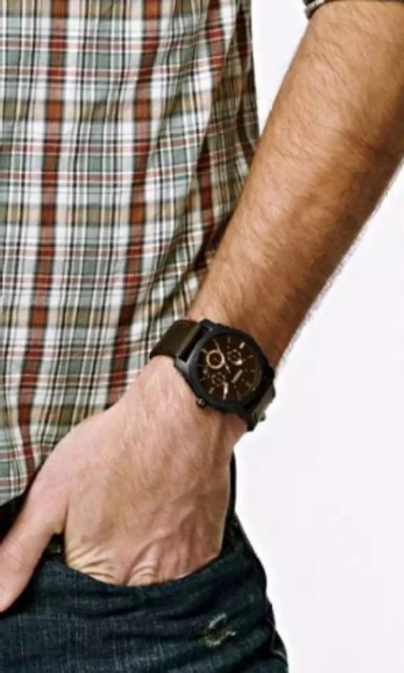 FOSSIL MACHINE MID SIZE CHRONOGRAPH BROWN LEATHER WATCH FS4656P