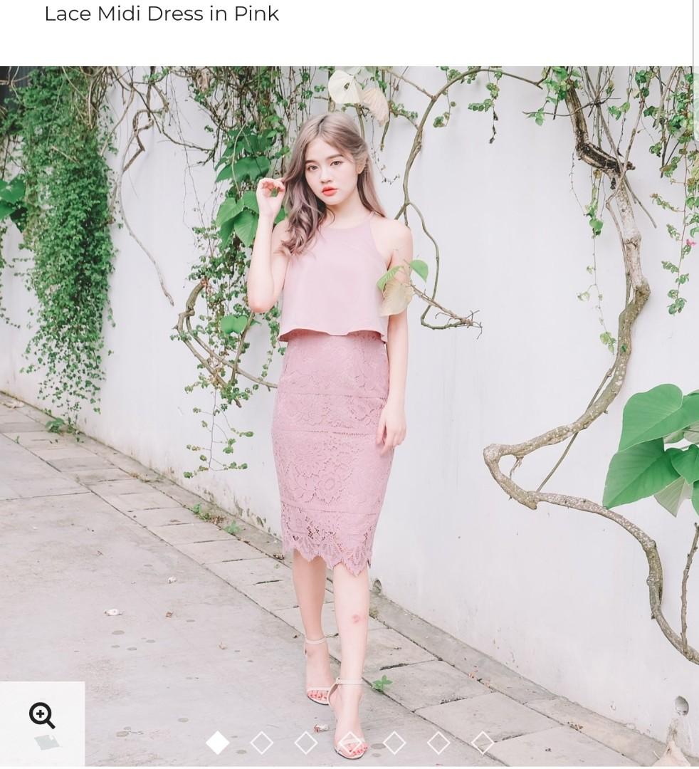 double layer lace midi dress