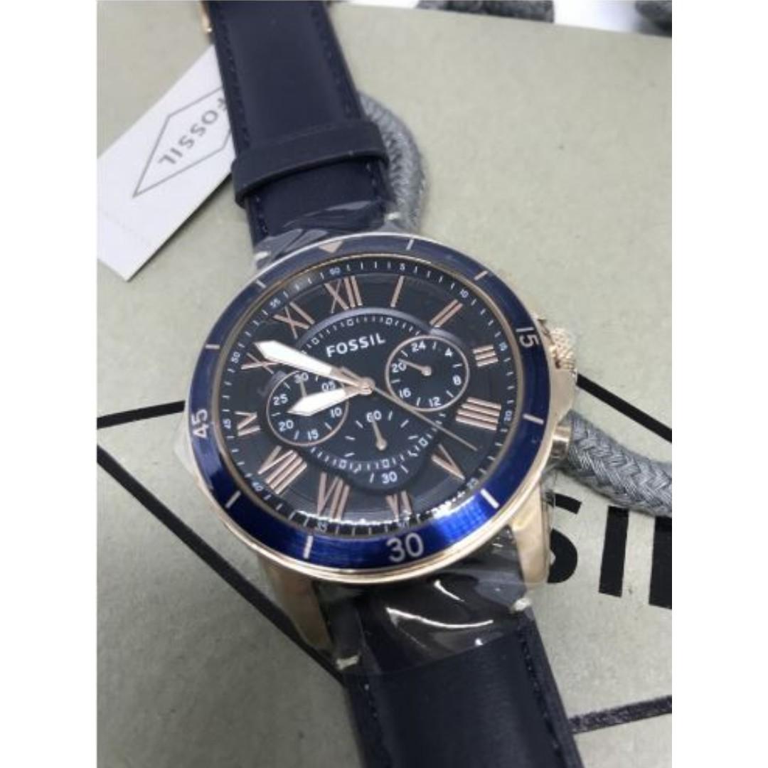 grant sport chronograph blue leather watch
