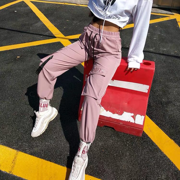 baby pink cargo trousers