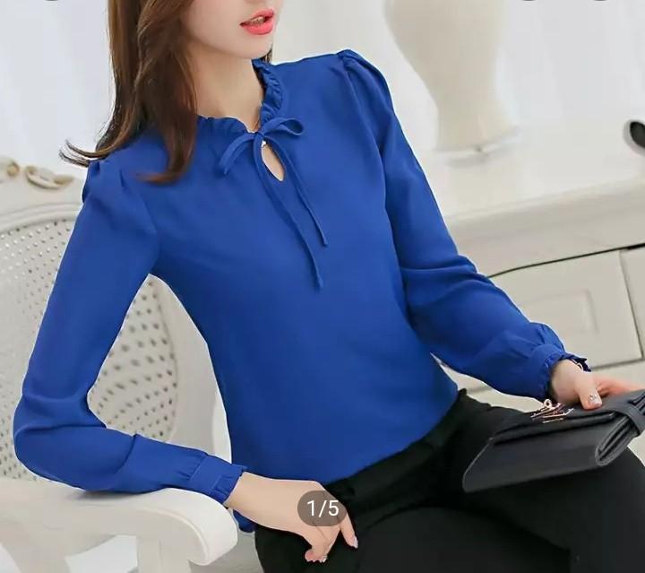 royal blue chiffon top
