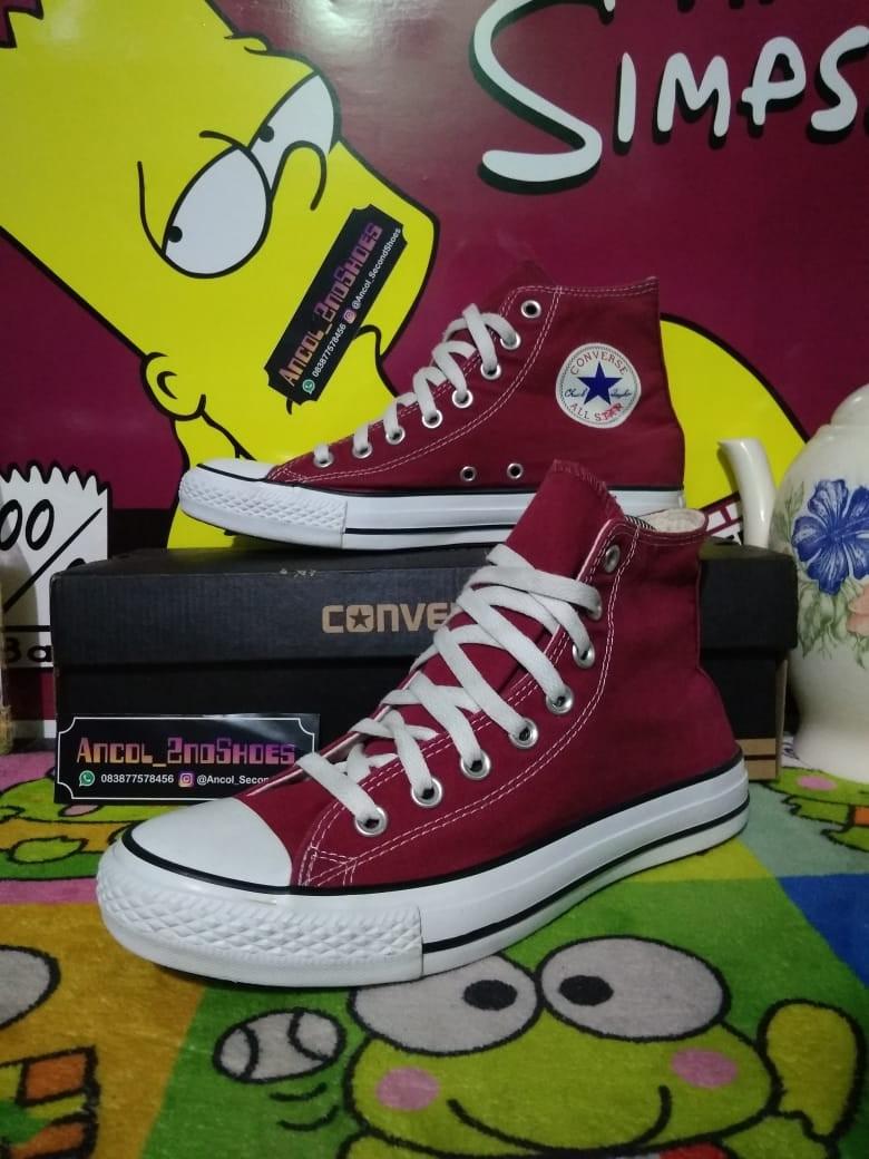 Converse merah maroon tinggi top