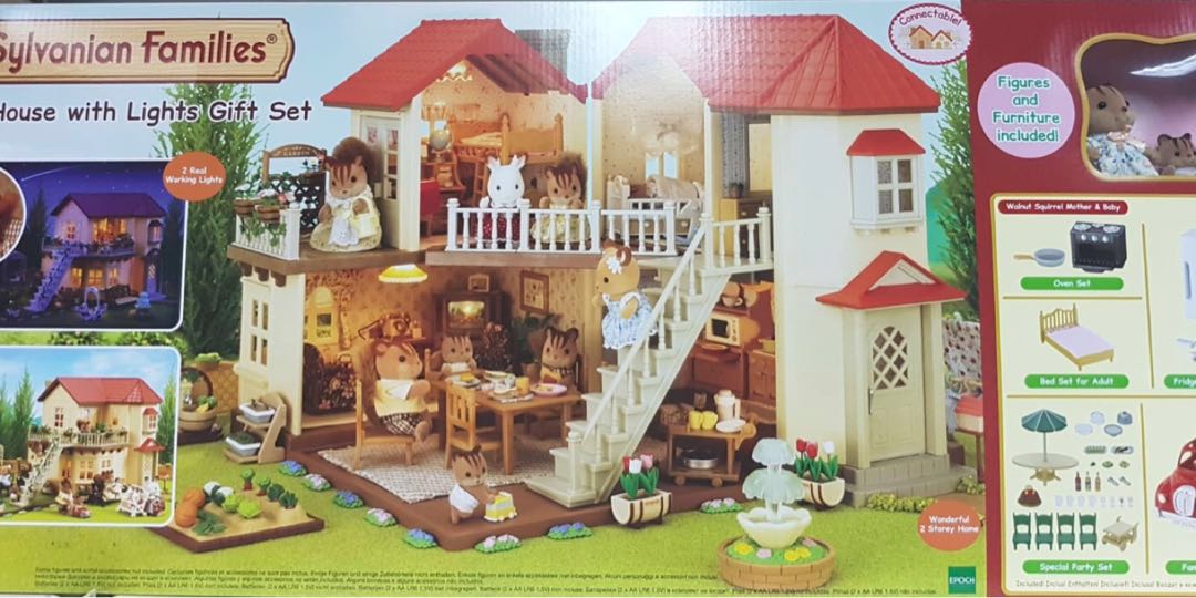 sylvanian families beechwood hall and saloon car gift set