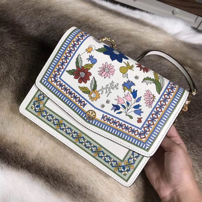 tory burch white floral bag