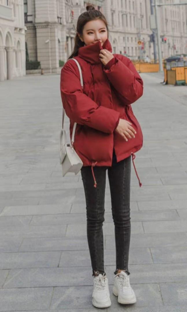 BN Women Winter Spring Korean Style Loose Red Coat Jacket